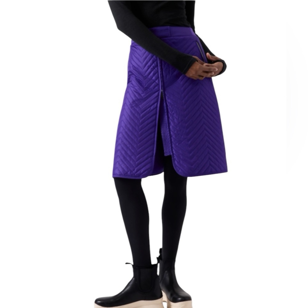 Athleta NWT Apres Quilted Ski Skirt Purple Knee Length 8